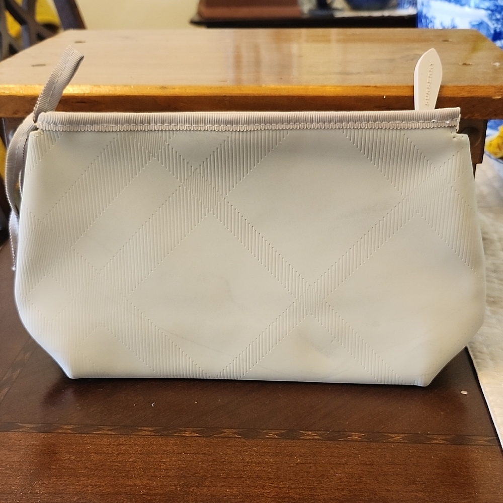 Burberry Gray Beauty Cosmetic Bag.